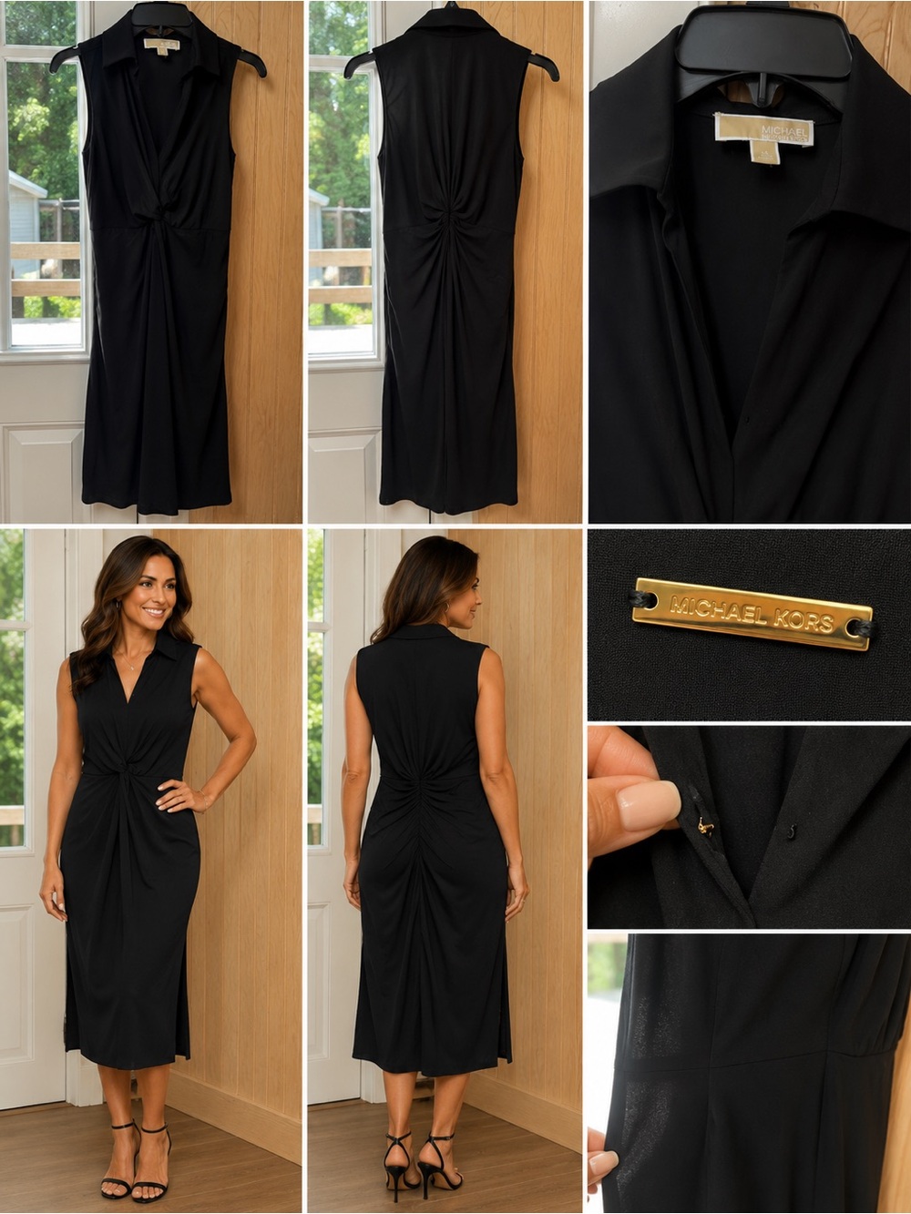 Michael Kors Sleeveless Black Twist-Front Dress